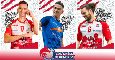 Pallavolo SuperLega – Il saluto di Piacenza ad Antoine Brizard, Leonardo Scanferla e Yuri Romanò