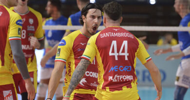 Pallavolo A3M – Reggio Emilia: Mian, Santambrogio e Zagni dopo la vittoria con Savigliano