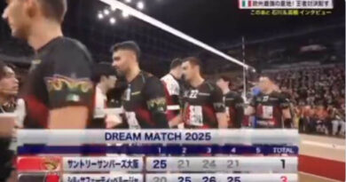 Pallavolo Altro – Oleh Plotnytskyi non stringe la mano ai giocatori russi del Suntory Sunbirds