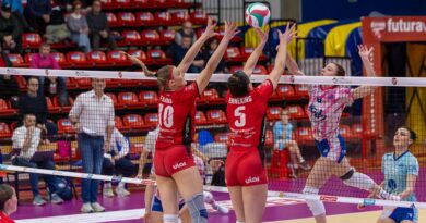 Pallavolo A2F – Futura Volley Giovani – Costa Volpino. Fumagalli, Cominetti, Taborelli e Tettamanti al termine del match